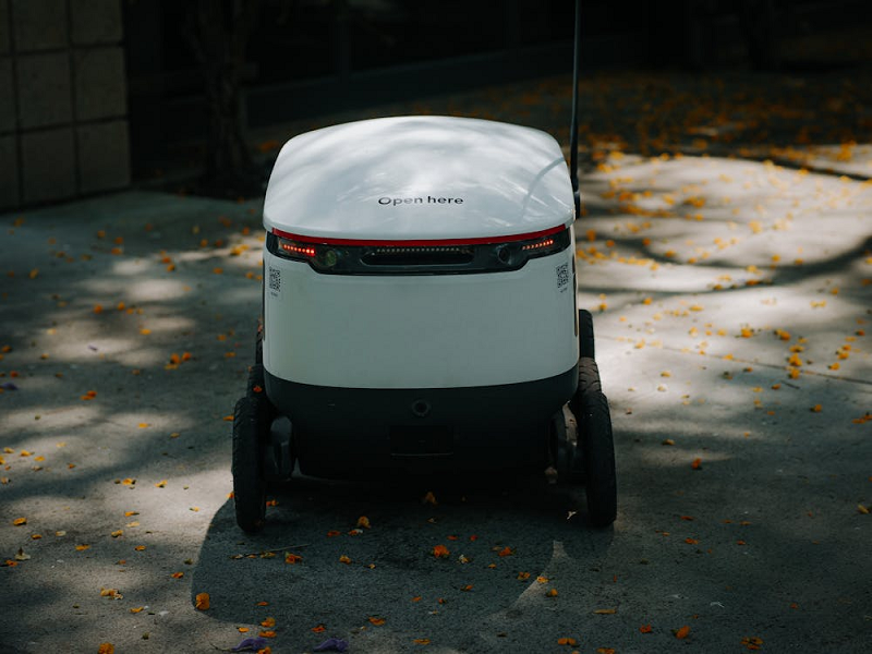 Closeup of the back of a last-mile delivery robot