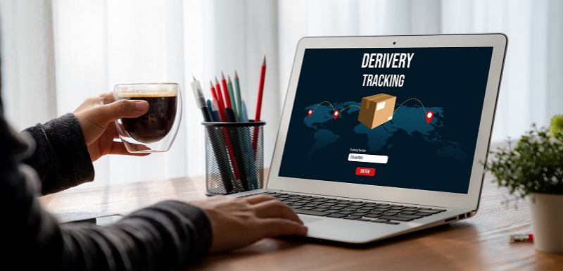 Customer using delivery tracking to monitor the location of their package