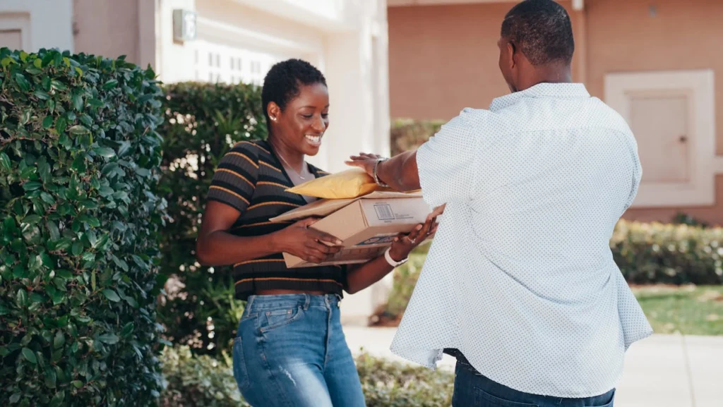 Woman receiving packages