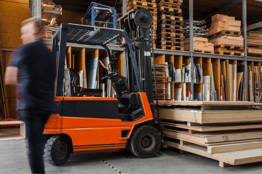 Forklift operation in a warehouse