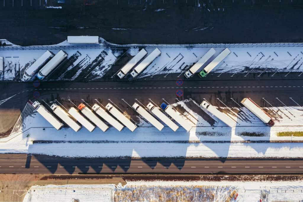 Trucks at a distribution center